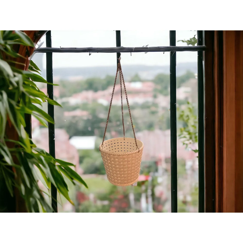 Rare 70s MCM BOHO Basket Original Stickers & Removable Gold Hanging Chains Mint
